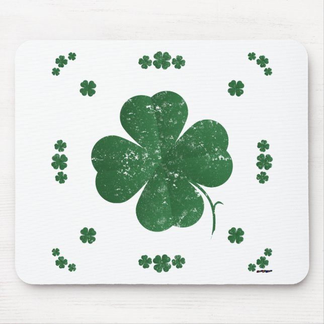 Four Leaf Clovers - vintage style Mouse Pad (Front)