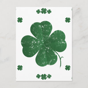 Four Leaf Clovers - vintage style Postcard