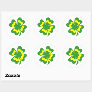 Four leaf green clover classic round sticker