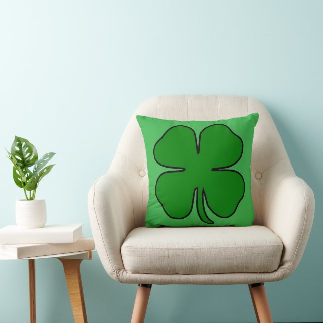 Four Leaf Love 16x16 Throw Pillow (Chair)