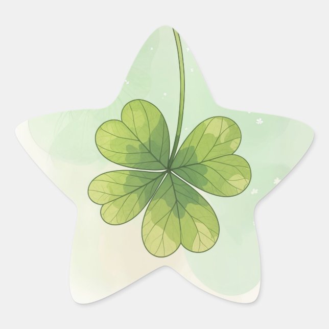 Four-Leaf Lucky Clover Design Star Sticker (Front)