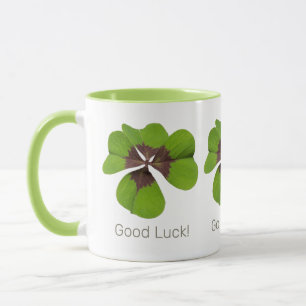 Four Leaf Lucky Clover St Patricks Day Good Luck Mug