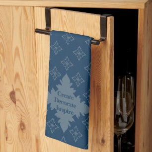 Four Leaf Rosette Airforce Blue Foulard Pattern Tea Towel
