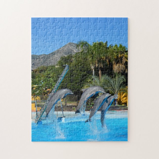 Four leaping dolphins jigsaw puzzle (Vertical)