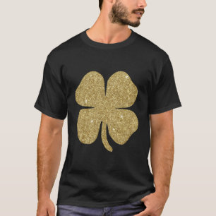 Four Leave Clover Glitter Effect St Patricks Day T-Shirt