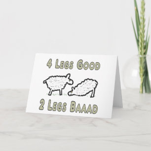 Four Legs Good Funny Sheep Pun Card