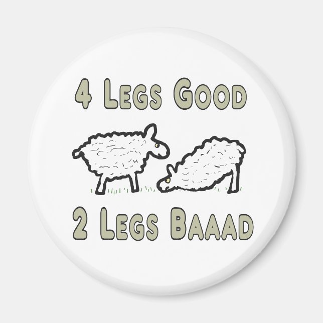 Four Legs Good Funny Sheep Pun Magnet (Front)