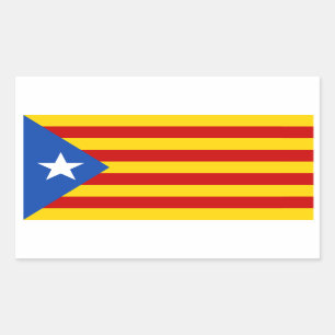 FOUR "L'Estelada Blava" Catalan Independence Flag Rectangular Sticker
