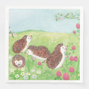 Four Little Hedgehogs in the Meadow Napkin