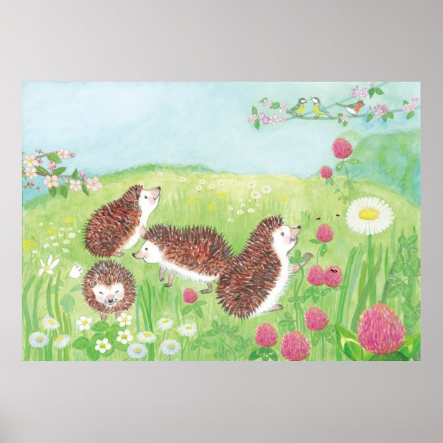 Four Little Hedgehogs in the Meadow Poster (Front)