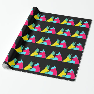Four Llamas in Four Llama Colours - A Bold Graphic Wrapping Paper