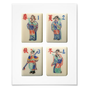 Four Mah-Jong Season tiles photo print