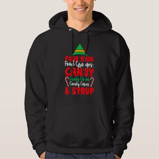 Four Main Food Groups Elf Buddy Christmas Pajama   Hoodie (Front)