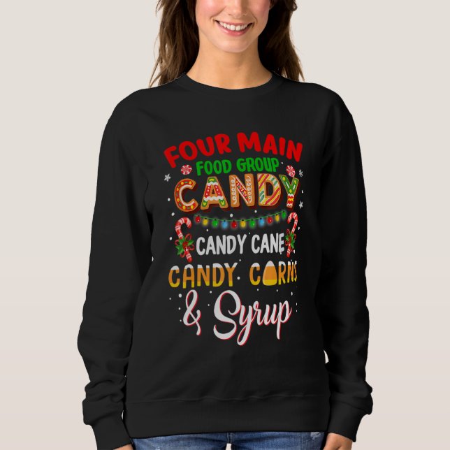 Four Main Food Groups Elf Buddy Christmas Pajama Sweatshirt (Front)