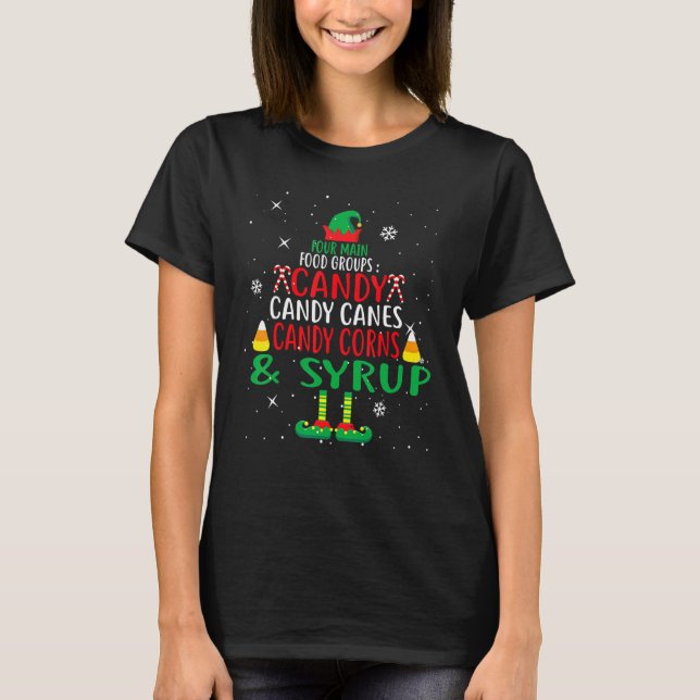 Four Main Food Groups Elf Buddy Christmas Pajama X T-Shirt (Front)