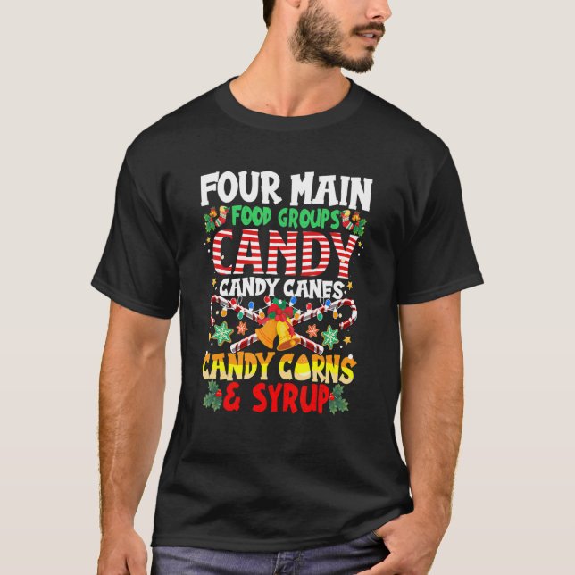 Four Main Food Groups Elf Buddy Family Christmas P T-Shirt (Front)