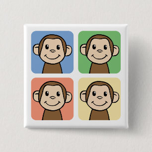 Four Monkeys 15 Cm Square Badge