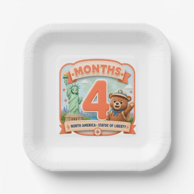 Four Months Around the World Paper Plate (Front)