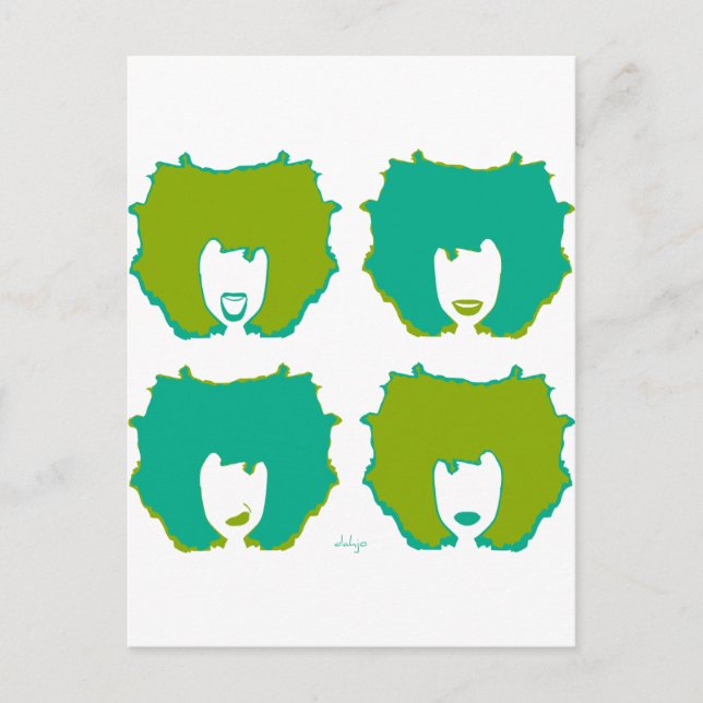 FOUR MOODS in TEAL and GREEN Postcard (Front)