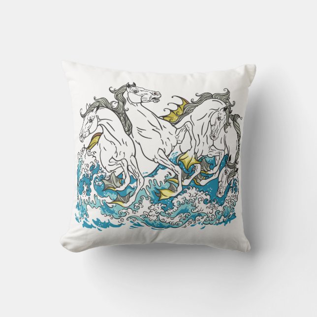 four mythological seahorses cushion (Front)