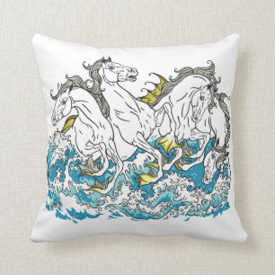 four mythological seahorses cushion