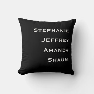 Four Names Black and White Square  Cushion