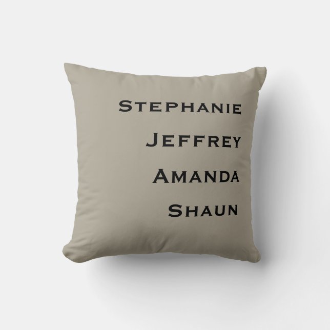 Four Names Greige and Black Square Cushion (Front)