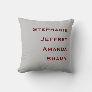 Four Names Grey and Burgundy Square Cushion
