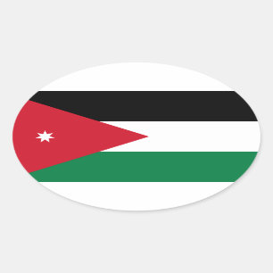 FOUR National Flag of Jordan Oval Sticker