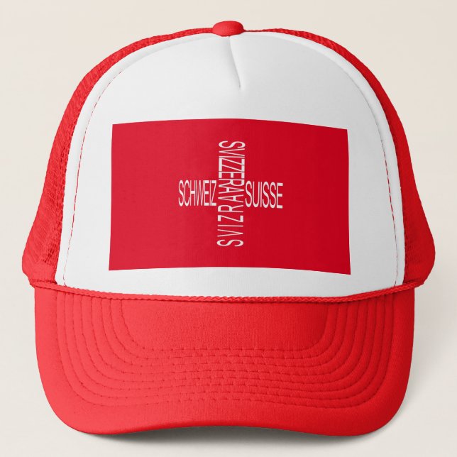 Four National Swiss Languages - Switzerland Trucker Hat (Front)