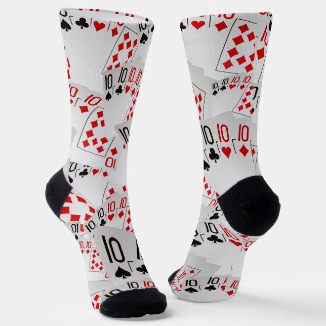 "Four of a Kind: Scattered Quad Tens" Socks (Angled)