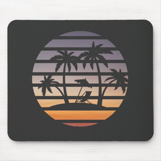 four palm trees in a sunset T-Shirt Mouse Pad (Front)