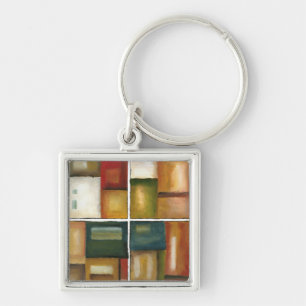 Four Panelled Painting by Jennifer Goldberger Key Ring