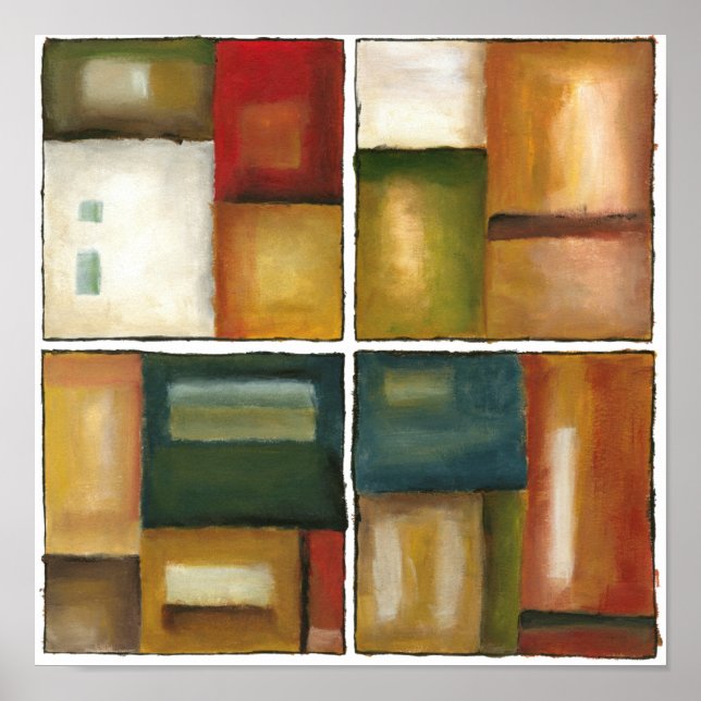 Four Panelled Painting by Jennifer Goldberger Poster (Front)