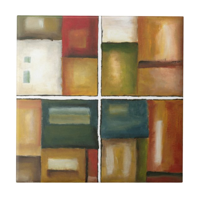 Four Panelled Painting by Jennifer Goldberger Tile (Front)
