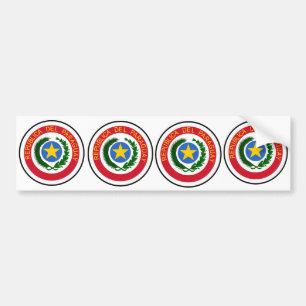 FOUR Paraguay Coat of Arms Bumper Sticker