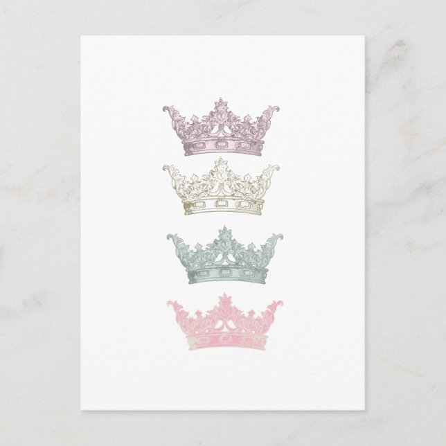 Four Pastel Crowns Postcard (Front)