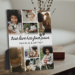 Four Paws Dog Owner Photo Plaque<br><div class="desc">This personalised dog picture plaque is the perfect keepsake or sentimental gift for any animal lover who's lost a beloved pet. It features 8 personal photos for you to choose yourself, heart paw prints, a cute quote that reads "true love has four paws", and customisable names for the pet and...</div>