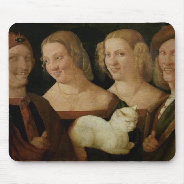 Four People Laughing at the Sight of a Cat Mouse Pad (Front)