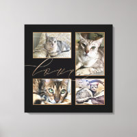 Four Pet Photos Collage Love Script Black
