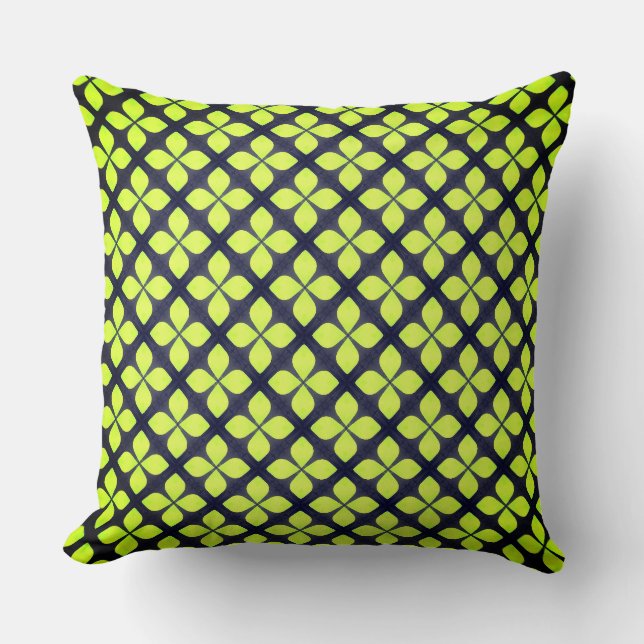 Four Petals in Lime Green  Cushion (Front)