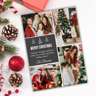 Four photo collage modern cute simple Christmas Holiday Card