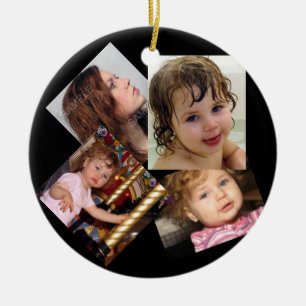 Four Photo Collage Template Ceramic Tree Decoration