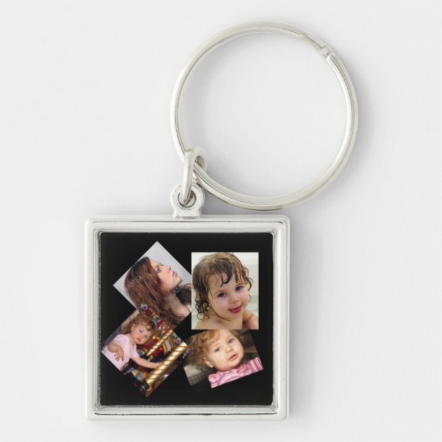 Four Photo Collage Template Key Ring (Front)