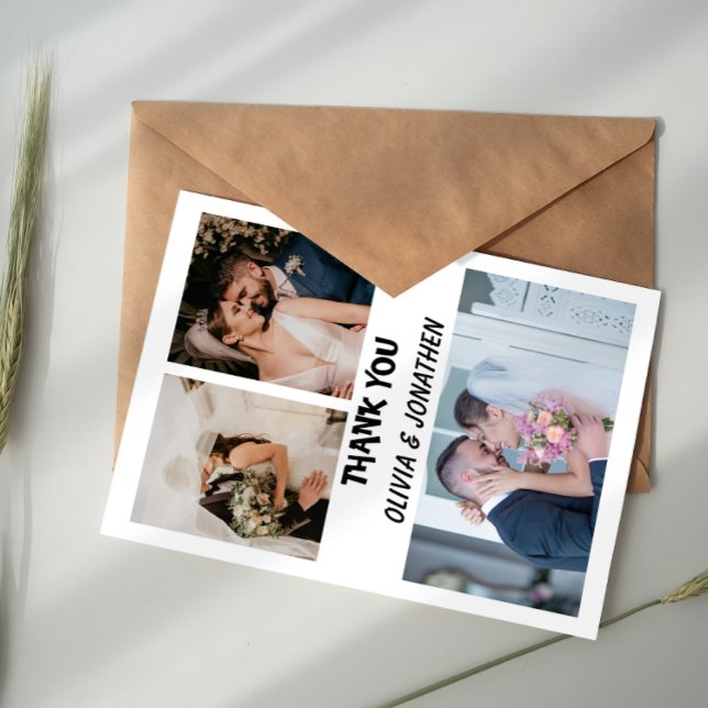 Four Photo Collage Wedding Thank You Card (Creator Uploaded)