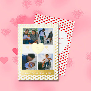 Four Photo Family Gold Red Hearts Poem Valentines