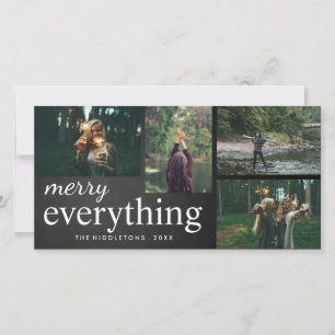 Four Photo   Merry Everything Chalkboard Script Holiday Card