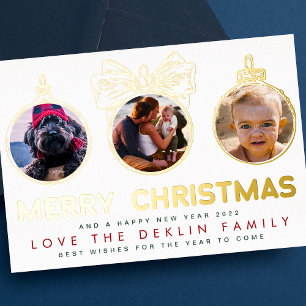 Four Photo Ornament Merry Christmas Happy New Year
