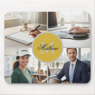 Four Photo Personalized Monogram Name Custom Mouse Pad