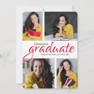Four Photo Vert  Rectangle Graduation Announcement